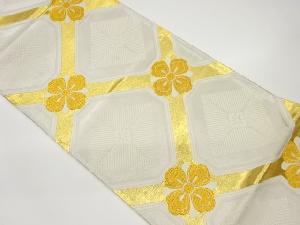 リサイクル　松葉菱に花菱模様織出し袋帯